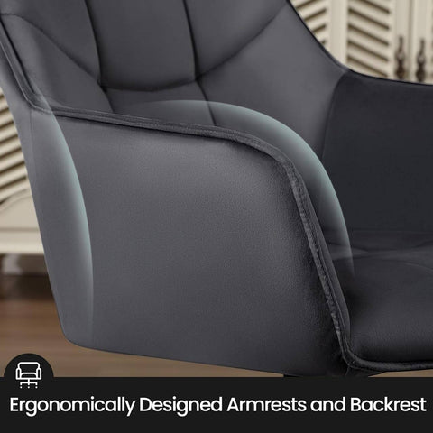 Rootz Dining Chair - Velvet Padded - Swivel Chair - Modern Design - 58cm x 86cm x 63.5cm