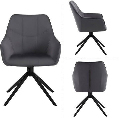 Rootz Dining Chair - Velvet Padded - Swivel Chair - Modern Design - 58cm x 86cm x 63.5cm