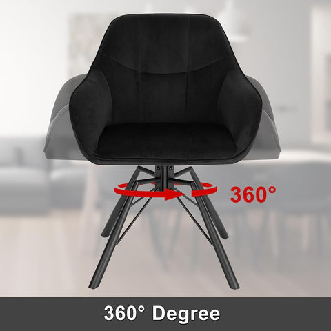 Rootz Ergonomic Swivel Dining Chair - Wide Seat Velvet Chair - Comfortable Living Room Chair - 58.5cm x 82.5cm x 54.5cm