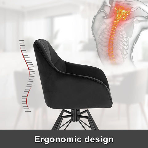 Rootz Swivel Dining Chair - Velvet Upholstered Chair - 360° Swivel Seat - Wide Seat - Ergonomic Design - 58.5cm x 82.5cm x 54.5cm
