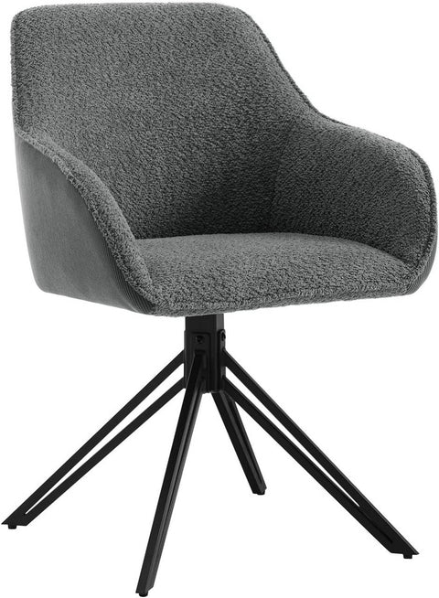 Rootz Dining Chair - Swivel Armchair - Comfortable Upholstered Chair - Boucle Fabric - 58cm x 82cm x 53.5cm