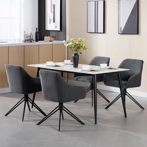 Rootz Dining Chair - Swivel Armchair - Comfortable Upholstered Chair - Boucle Fabric - 58cm x 82cm x 53.5cm