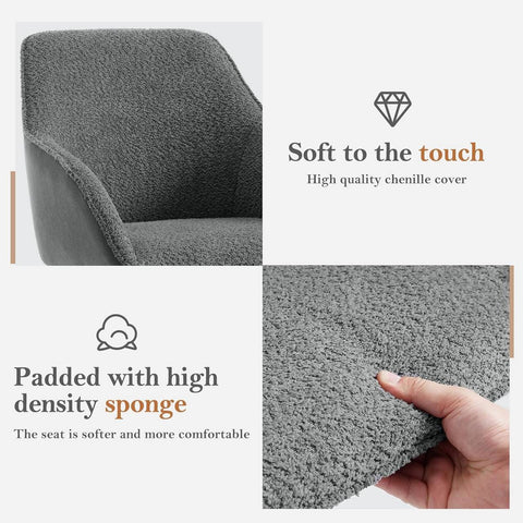 Rootz Dining Chair - Swivel Armchair - Comfortable Upholstered Chair - Boucle Fabric - 58cm x 82cm x 53.5cm