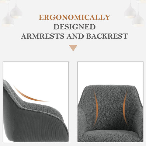 Rootz Dining Chair - Swivel Armchair - Comfortable Upholstered Chair - Boucle Fabric - 58cm x 82cm x 53.5cm