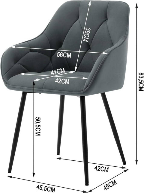 Rootz Dining Chair - Velvet Maded Chair - Ergonomic Chair - High Quality Chair - 56cm x 83.5cm x 53cm - Black, Gray, Cream