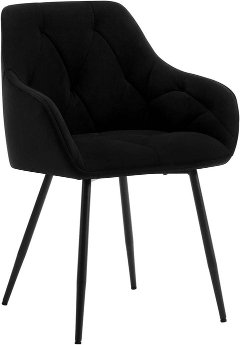 Rootz Dining Chair - Velvet Chair - Padded Seat - Ergonomic Design - 56cm x 83.5cm x 53cm - Modern Style - Sturdy Metal Legs