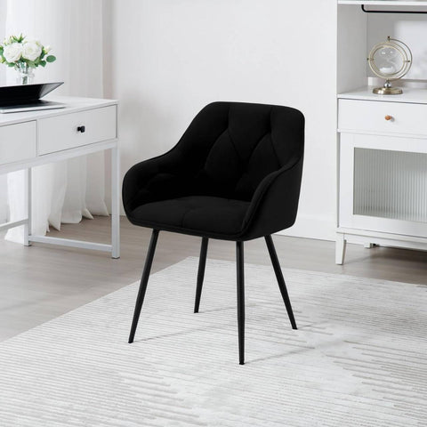 Rootz Dining Chair - Velvet Upholstered Chair - Kitchen Chair - Ergonomic Design - 56cm x 83.5cm x 53cm