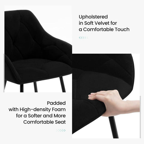 Rootz Dining Chair - Velvet Upholstered Chair - Kitchen Chair - Ergonomic Design - 56cm x 83.5cm x 53cm