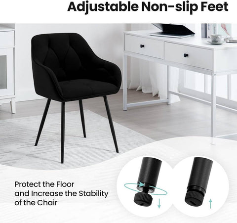 Rootz Dining Chair - Velvet Chair - Padded Seat - Ergonomic Design - 56cm x 83.5cm x 53cm - Modern Style - Sturdy Metal Legs