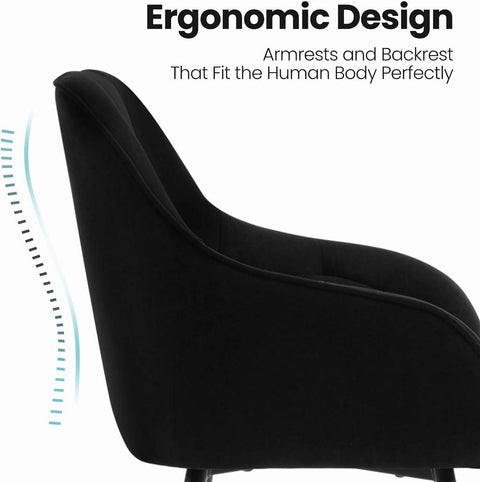 Rootz Dining Chair - Velvet Chair - Padded Seat - Ergonomic Design - 56cm x 83.5cm x 53cm - Modern Style - Sturdy Metal Legs