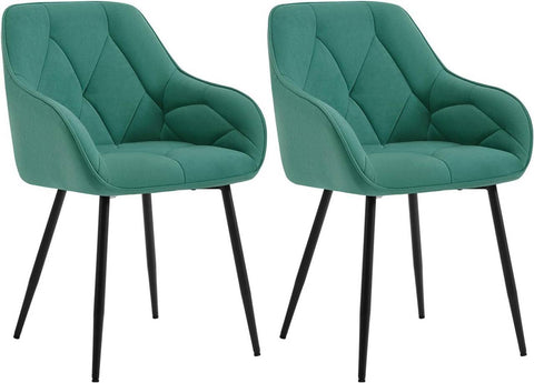 Rootz Dining Chair - Velvet Armchair - Metal Legs - Ergonomic Design - 56cm x 83.5cm x 53cm - 150kg Capacity