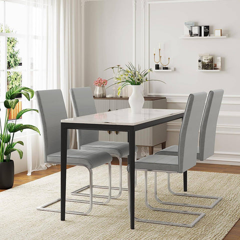 Rootz Dining Room Chairs Set of 6 - Swing Chairs - High Back Chairs - Velvet and Metal - Ergonomic and Stable - Floor Protection - 41cm x 100cm x 55.5cm
