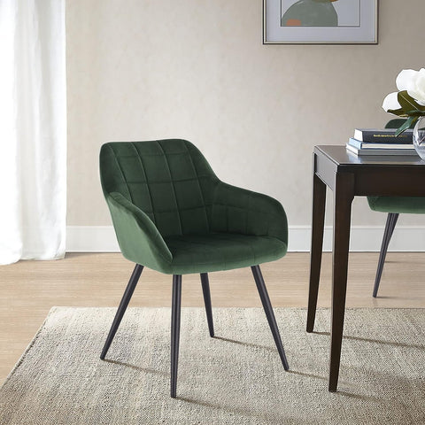 Rootz Velvet Dining Chair - Kitchen Chair - Upholstered Chair - High-Density Foam - Stable Metal Legs - 49cm x 43cm x 81cm