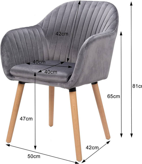 Rootz Velvet Eetkamerstoelenset - Ergonomische stoel - Stijlvolle zitting - Comfortabel, duurzaam, eenvoudige montage - Fluweel, massief hout, metaal - 81 cm x 40 cm x 44 cm