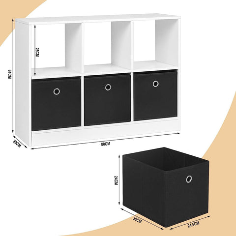 Rootz Modern White Bookcase - Storage Shelf - Display Cabinet - Durable & Water-Resistant - Spacious with Drawers - 80cm x 60cm x 30cm