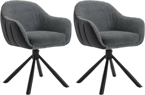 Rootz Dining Chair - Swivel Chair - Roller-Free Design - Soft Chenille Cover - Robust Metal Legs - Modern Style - Boucle Fabric - 57x79x62cm