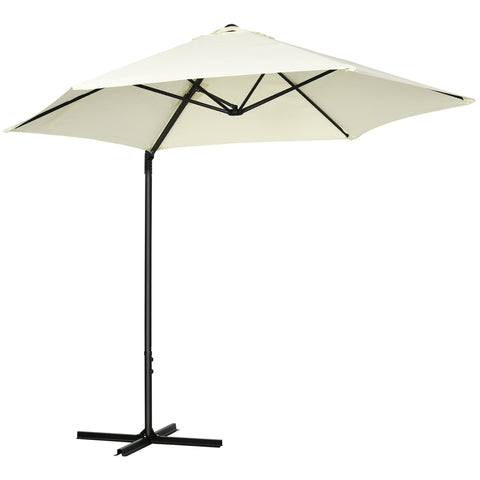 Rootz Cantilever Parasol - Outdoor Umbrella - Garden Sunshade - UV Protection - 256cm Diameter - Beige - 100cm Base