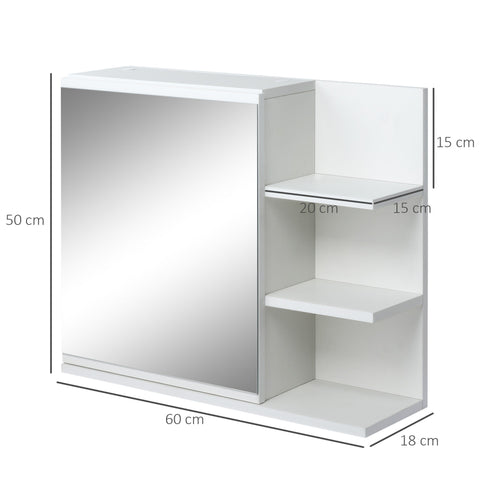 Rootz Bathroom Mirror Cabinet - Vanity Cabinet - Storage Unit - White Wood - 60cm x 18cm x 50cm