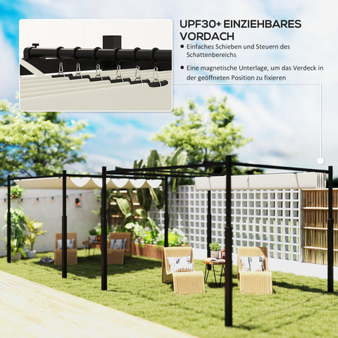 Rootz Pergola Gazebo - Garden Canopy - Outdoor Pavilion - UPF30+ Protection - 298cm x 298cm x 230cm - White- Black