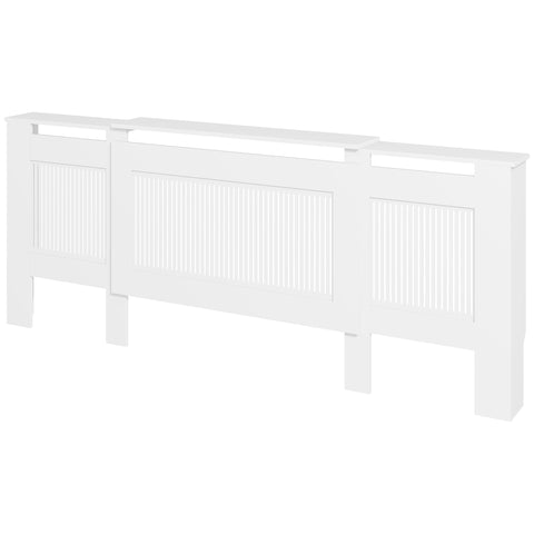 Rootz Radiator Cladding - Heating Cover - Shield - Optimal Heat Flow - Adjustable 125-201cm x 19cm x 81.5cm - MDF White Finish