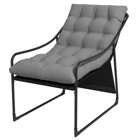 Rootz Armchair - Garden Chair - Thick Seat - Garden Sofa - PP Cotton - Steel-polyester - Gray - 62L x 110W x 88H cm