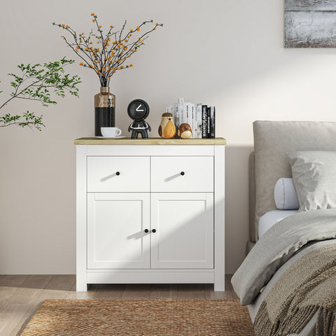 Rootz White Chest of Drawers - Sideboard - Storage Cabinet - Soft-Close Doors - 80cm x 35cm x 67cm