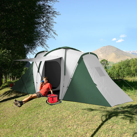 Rootz Family Camping Tent - Waterproof Shelter - Easy Setup Tent - Spacious Design - 5.55m x 2.25m x 1.9m