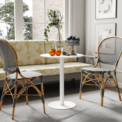 Rootz Round Dining Table - 2-Seater Dining Table - Indoor Outdoor Table - Durable Steel - 60cm x 72cm - White