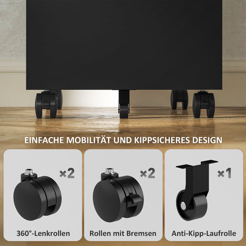 Rootz Metal Office File Cabinet - 3 Drawer Storage - Rolling Lockable Cabinet - Space-Saving - 43.5cm x 60cm