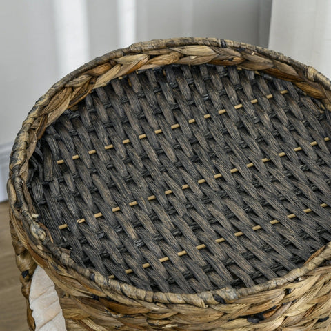 Rootz Cat Scratching Barrel - Cat Tower - Feline Hideout - Viewing Platform - Water Hyacinth - 40cm x 73cm - Dark Brown