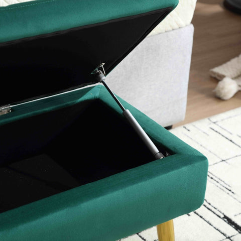 Rootz Modern Storage Bench - Velvet Ottoman - Upholstered Seat - Elegant & Comfortable - 111cm x 35cm x 44.5cm