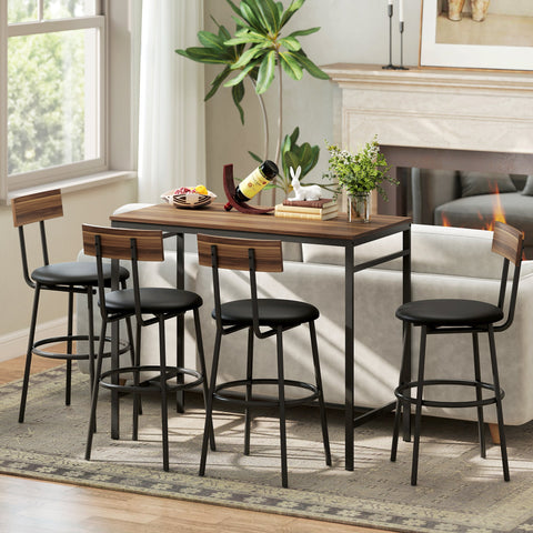 Rootz 5-Part Bar Table Set - Kitchen Dining Room Set - Industrial Design - Space-Saving Comfort - 55cm x 90cm Table, Stools 41.5cm x 47.5cm x 92cm