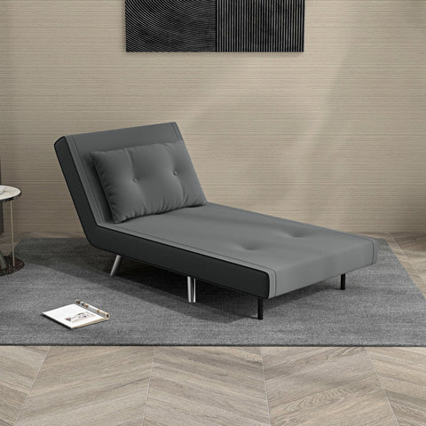 Rootz Convertible Recliner Bed - Lounge Chair - Single Bed - Breathable Velvet Cover - Adjustable Backrest - Dark Gray - 77L x 88W x 83H cm