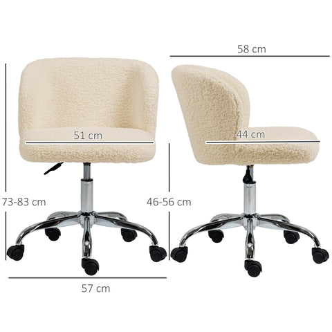 Rootz Height-Adjustable Office Chair - Rotatable Chair - Ergonomic Seating - Bouclé Wool Cover - 57cm x 58cm x 73-83cm