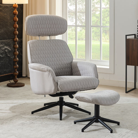 Rootz Adjustable Recliner Chair with Footstool - Armchair - Tech Fabric - Ultimate Comfort - 74cm x 80cm x 107cm