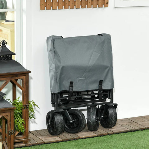 Rootz Handcart Roof - Foldable - Cooler Bag - Carry Bag - Steel Frame - 600D Oxford Polyester - Plastic - Dark Gray - 113L x 57W x 77-100H cm