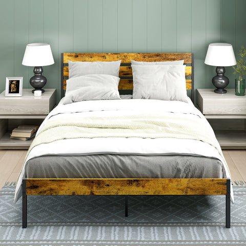 Rootz Double Bed Frame - Steel Bed Base - Industrial Bed Frame - 330kg Capacity - 161x210x105.5cm