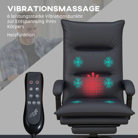 Rootz Massage Office Chair - Ergonomic Computer Chair - Vibration Massage - Heated Lumbar Support - 66cm x 74cm x 114-121.5cm