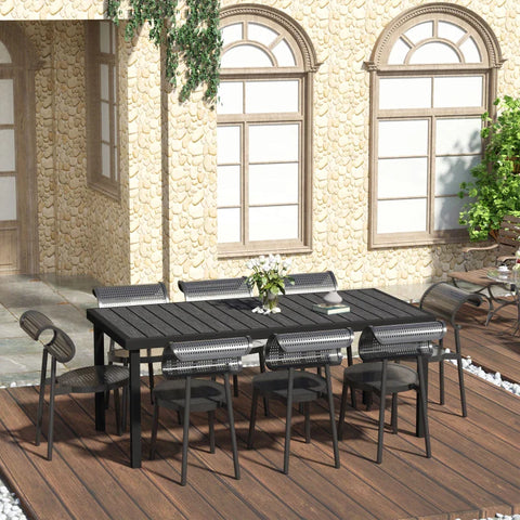 Rootz Garden Table - Outdoor Table - Lounge Table - Weather Resistant - Aluminum - Plastic - Black - 190L x 90W x 74H cm
