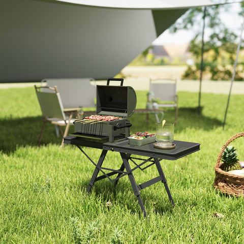 Rootz Adjustable Camping Table - Folding Picnic Table - Portable BBQ Table - Rust Resistant - 90cm x 40.5cm x 48/58cm