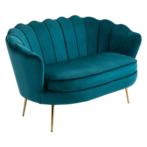 Rootz 2-Seater Sofa - Couch - Upholstered Sofa - Velvet Look - Up to 150 kg - 130 x 77 x 77 cm - Green