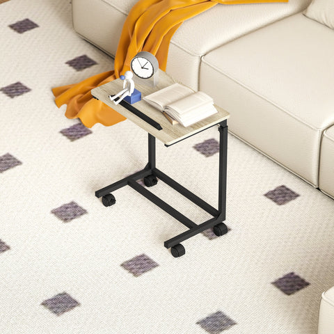 Rootz Adjustable Side Table - Bedside Table - Desk - Height Adjustable - Metal Frame - 55cm x 36cm x 62.5-82.5cm