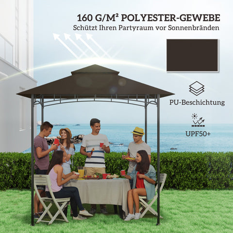 Rootz Garden Gazebo Replacement Tarpaulin - BBQ Gazebo Roof - Canopy Cover - UPF50+ Protection - 244cm x 152cm - Brown