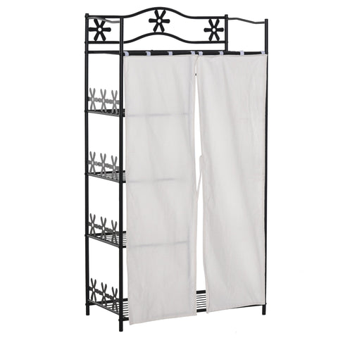 Rootz Wardrobe Multi-Storage - Clothes Organizer - Storage Solution - 5 Shelves - 84L x 42W x 159H cm