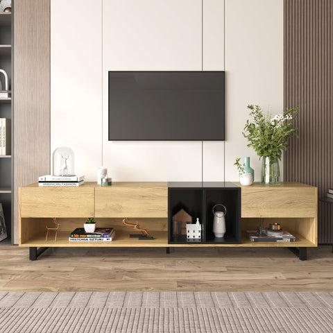 Rootz TV Cabinet - Media Console - Entertainment Unit - Spacious Storage - 200L x 40W x 50H cm