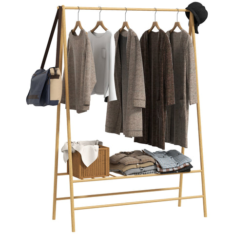 Rootz Freestanding Bamboo Coat Rack - Clothes Organizer - Storage Solution - A-Frame Design - 116cm x 43.5cm x 160cm
