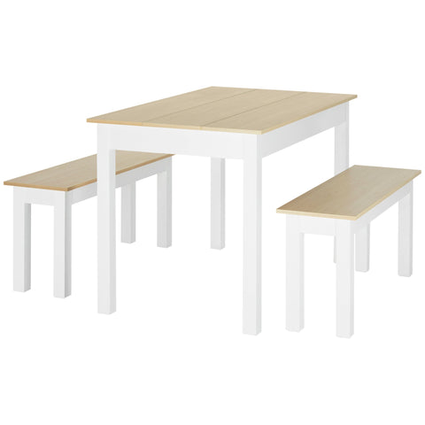Rootz 3-Piece Dining Room Table Set - Adjustable Benches - Chipboard Dining Set - Space-Saving - 119cm x 70cm x 75cm