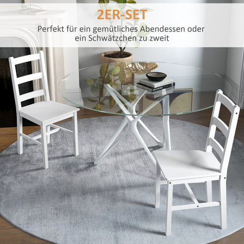 Rootz 2 Set Dining Chairs - Kitchen Chairs - Wood Kitchen Chairs - Excellent Back Support - 41.5 x 46 x 90 cm - White