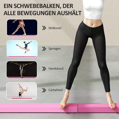 Rootz Balance Beam - Foldable Training Beam - Gymnastics Beam - Non-Slip Floor - 2.4m x 10cm x 6.5cm - Ideal for 3+ Years, Up to 80kg