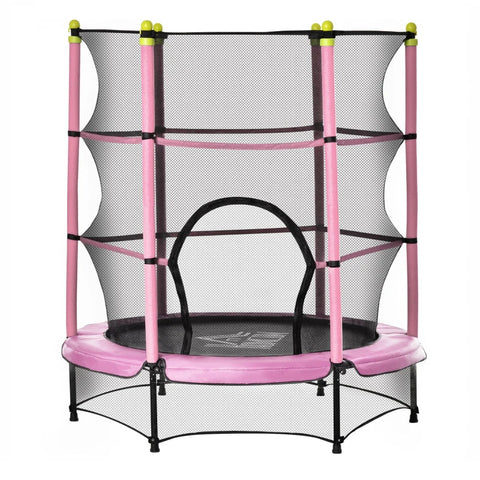 Rootz Trampoline for Children - Fitness Trampoline with Safety Net - Toddler Trampoline - Springless design - Indoor - Outdoor - Pink - 140L x 140W x 160H cm